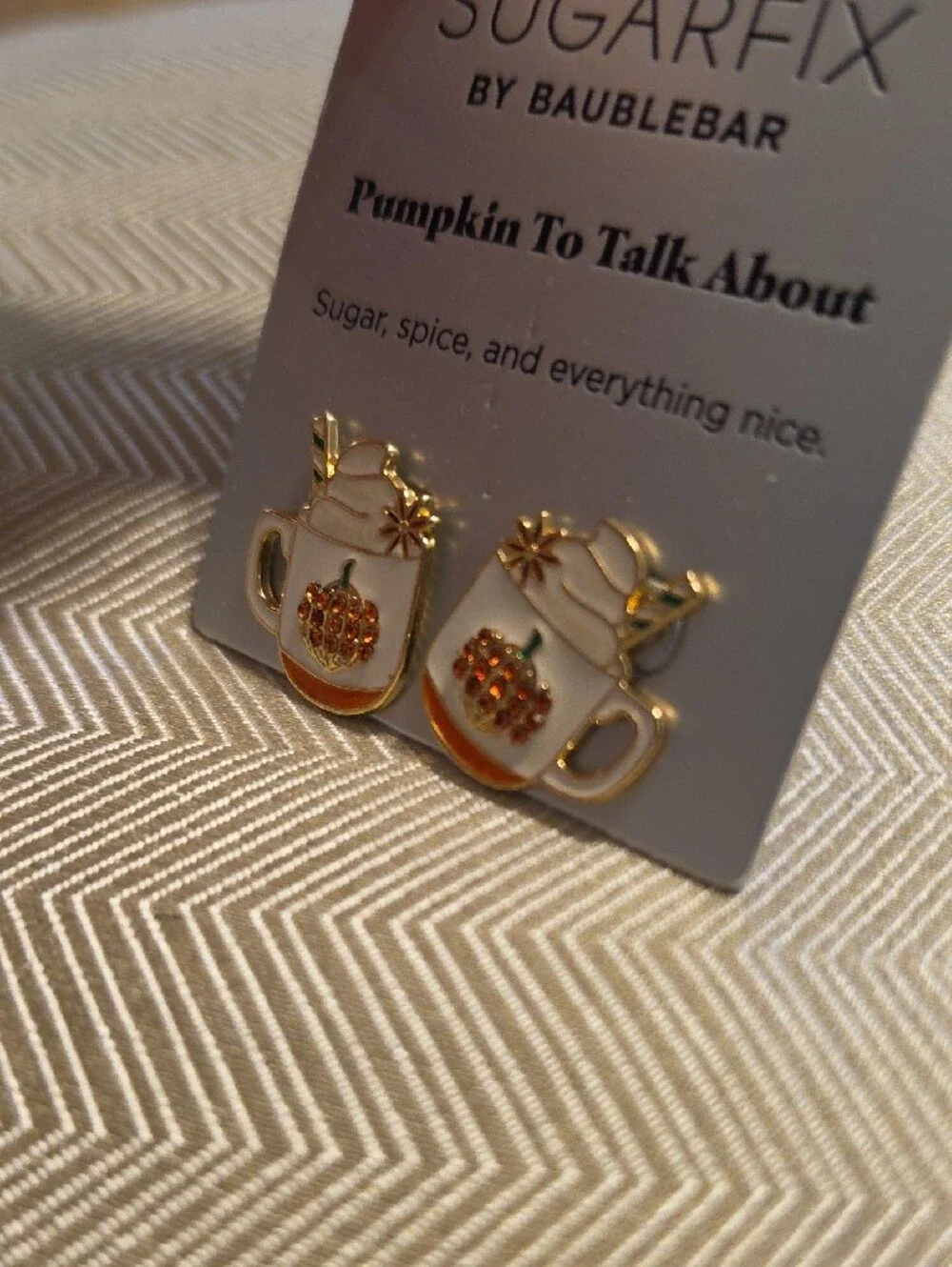 BaubleBar Pumpkin To Talk About Mug Stud Earrings - Cream & Orange